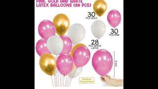 Party Propz Girls Happy Birthday Balloons Banner Curtains Decorations Kit-93Pcs For Bday Decoration