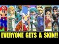 All 90 characters with custom skins in super smash bros ultimate