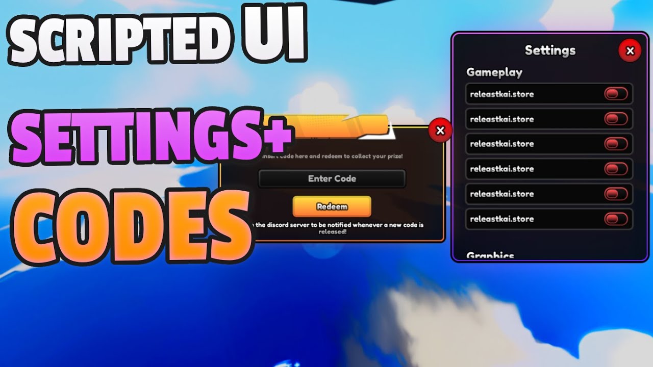 Settings X Codes UI Scripted | Roblox Studio #models #model #roblox ...