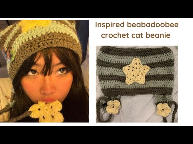 Crochet cat beanie beabadoobee tutorial - YouTube