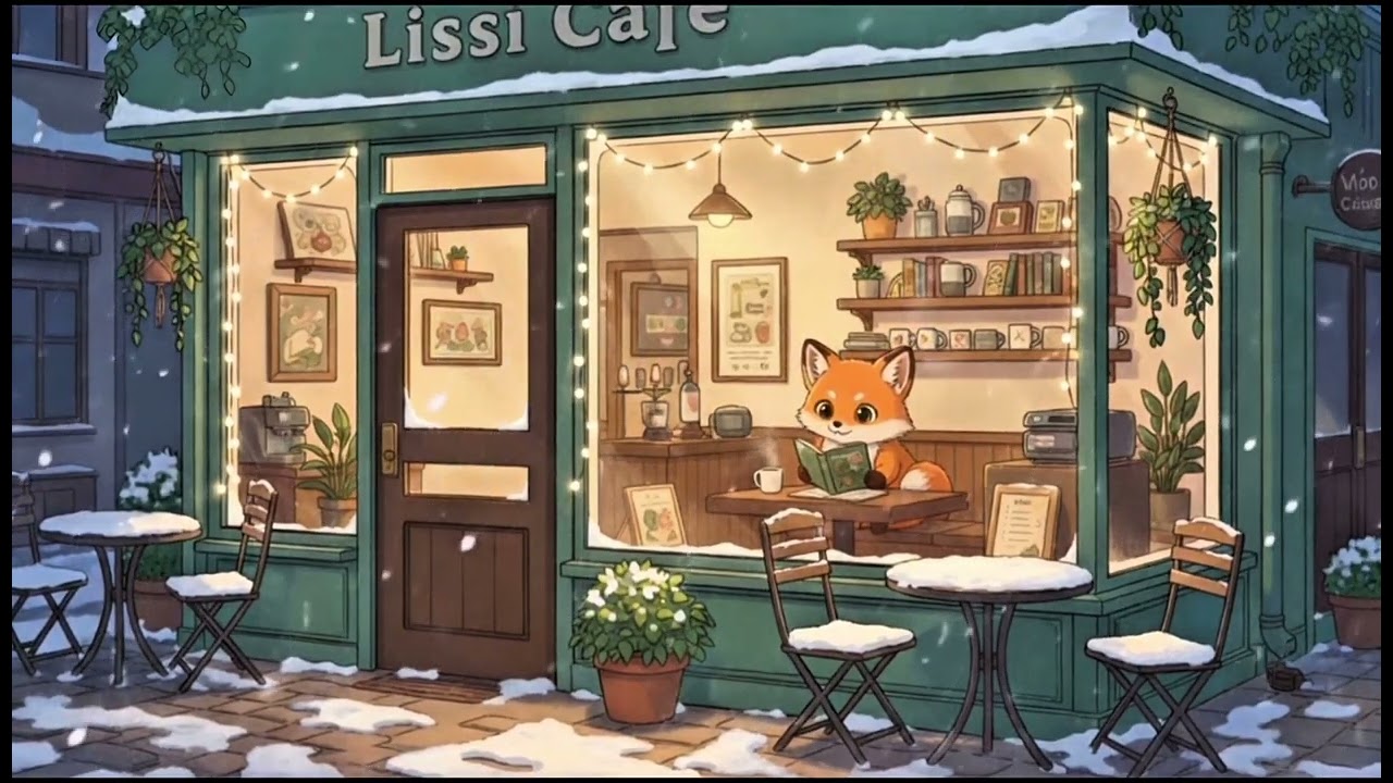 Cozy Jazz Lofi Cafe ☕ Winter Night | Relax, Study, Focus (1 Hour)