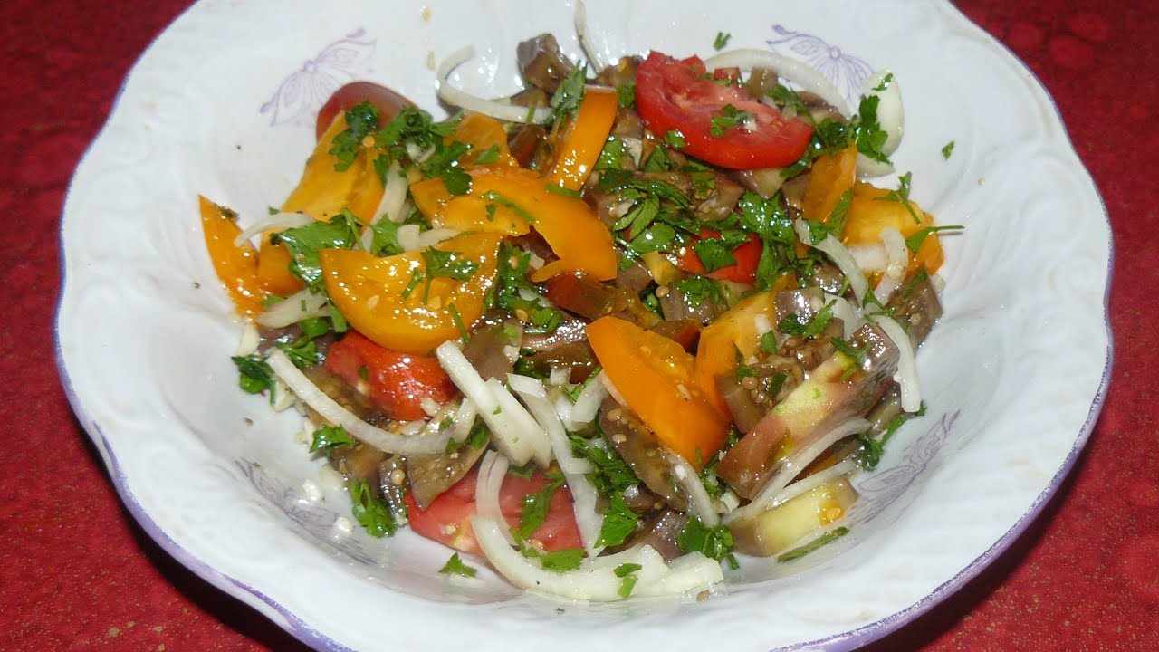 Салат из помидоров и баклажанов. Быстро и очень вкусно