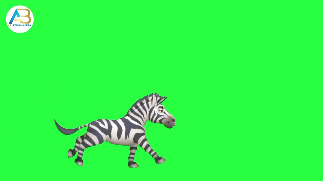 Zebra Running | Cartoon Animals | Animals Stampede | Animal Race | Green Screen animal | ab learning