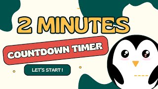 PENGUIN COUNTDOWN ! 2:00🐧 timer from 2 minutes to zero in minutes and seconds / 120"' - 0
