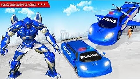 Police Limo Dino Robot Helicopter Car Robot Games_ android gameplay