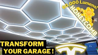 The Best Garage Lighting! ⚡ LED Hexagonal Grid Honeycomb Lights | Tesla Garage Setup Install