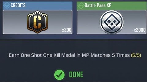 Call Of Duty: Mobile Earn One Shot One Kill Medal in MP Matches 5 Times Task Complete