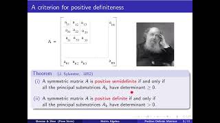 Matrix Algebra Lecture 31 Part 2: Positive Definite Matrices