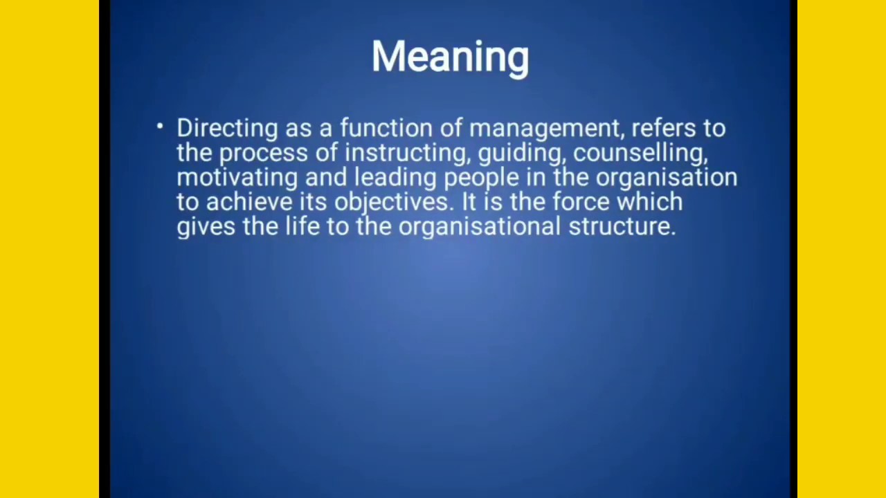 Directing Introduction Meaning Features Importance YouTube