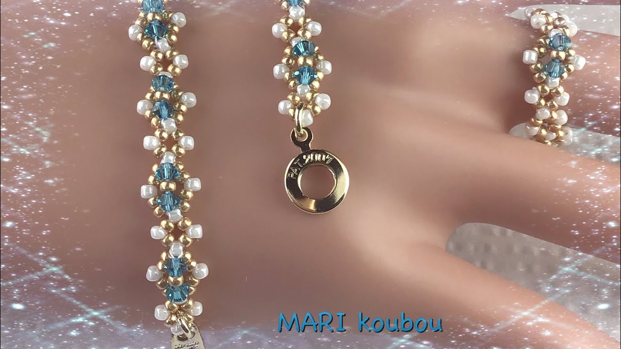 リングとブレスレット/Swarovski 3mm bicone beads and Seed beads 11 
