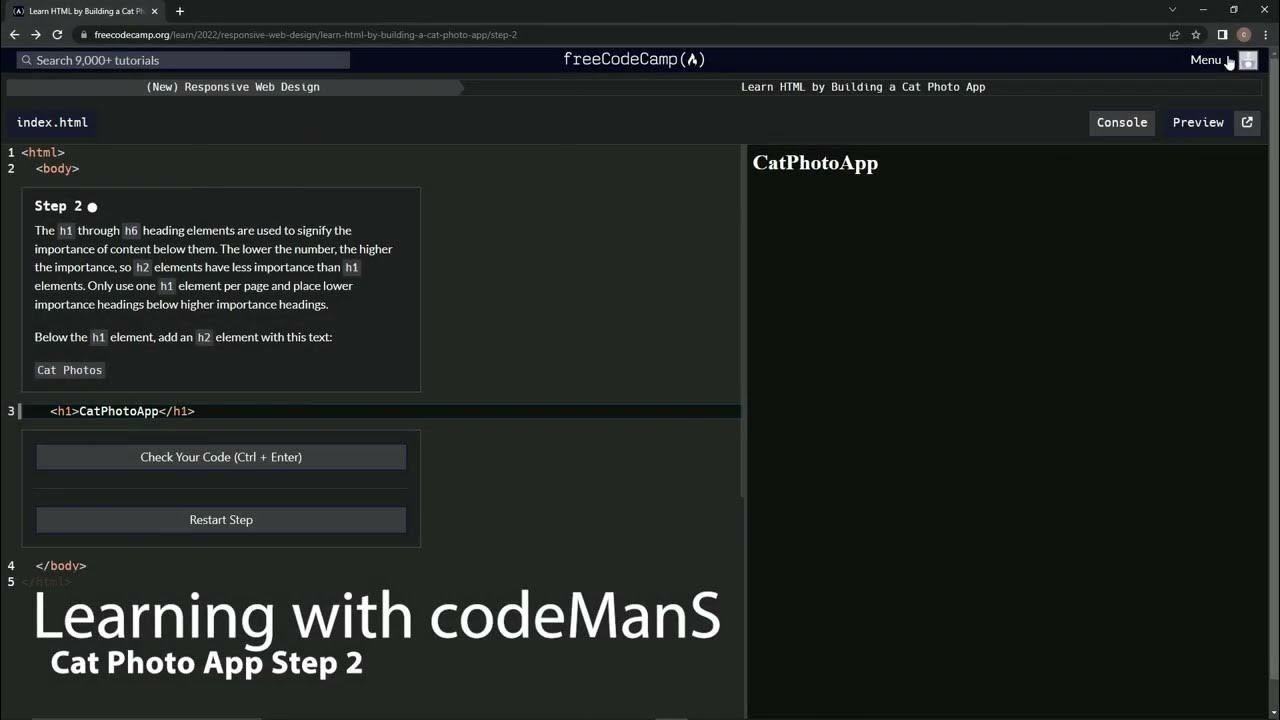 Learn html by building a cat photo app step 2 youtube