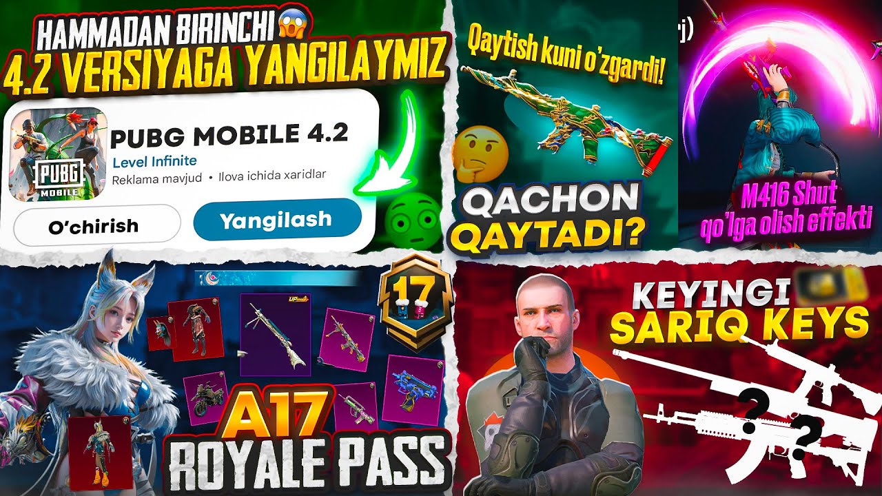 4.2 versiyaga YANGILAYMIZ!😍 - Eski M416'lar qachon qaytadi? - Sariq Keys quroli? 🤯 - A17 RP to'liq