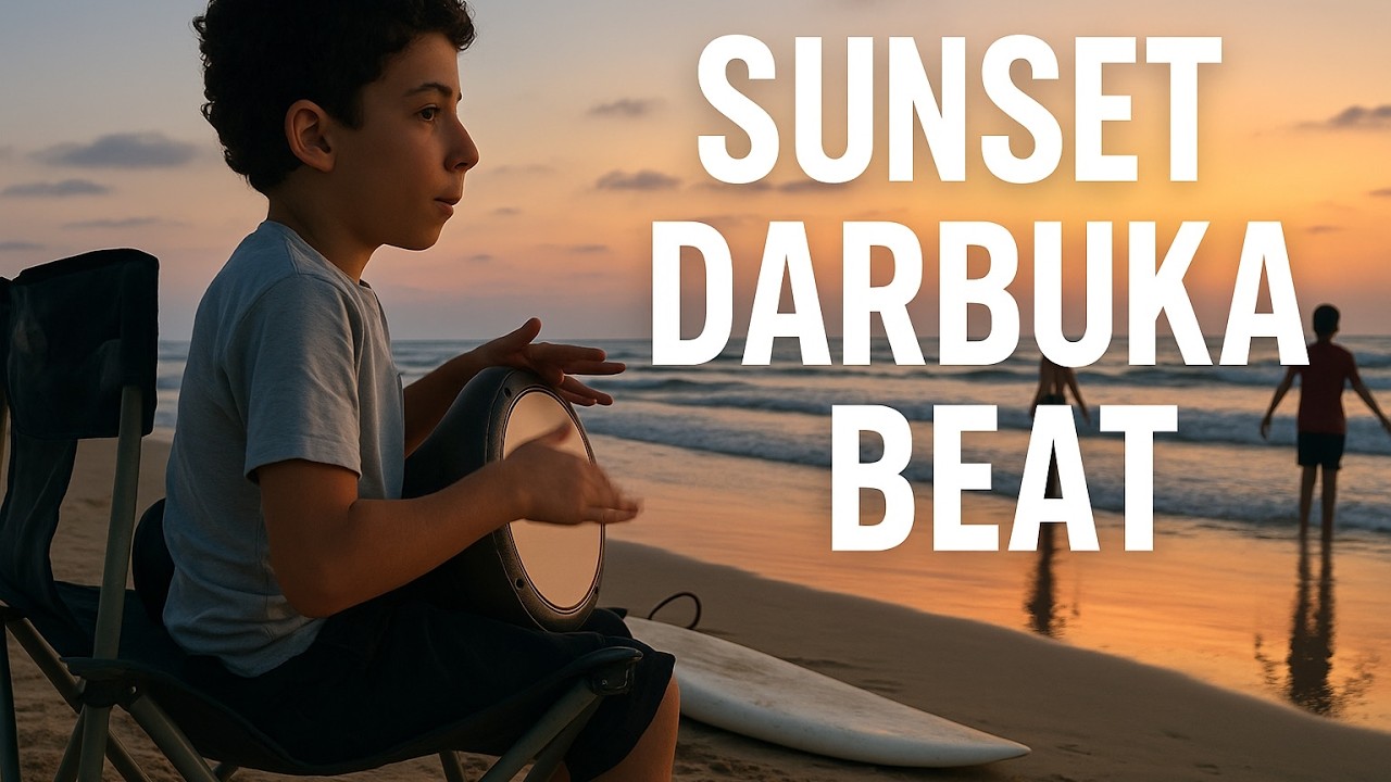Kid Playing Darbuka at Sunset on the Beach — Perfect End to the Day 🌅🥁🌊