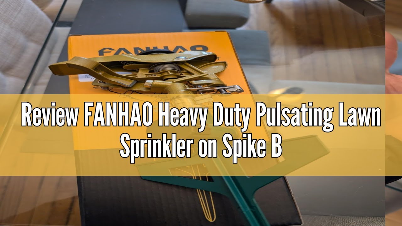 Review FANHAO Heavy Duty Pulsating Lawn Sprinkler on Spike Base, 100% Metal Impact Sprinkler with Ad
