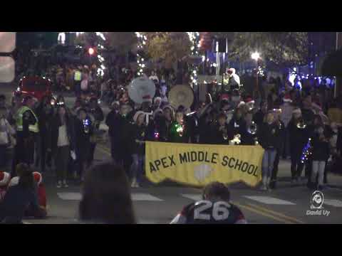 Apex Middle School Marching Band in the 2021 Apex NC Christmas Parade