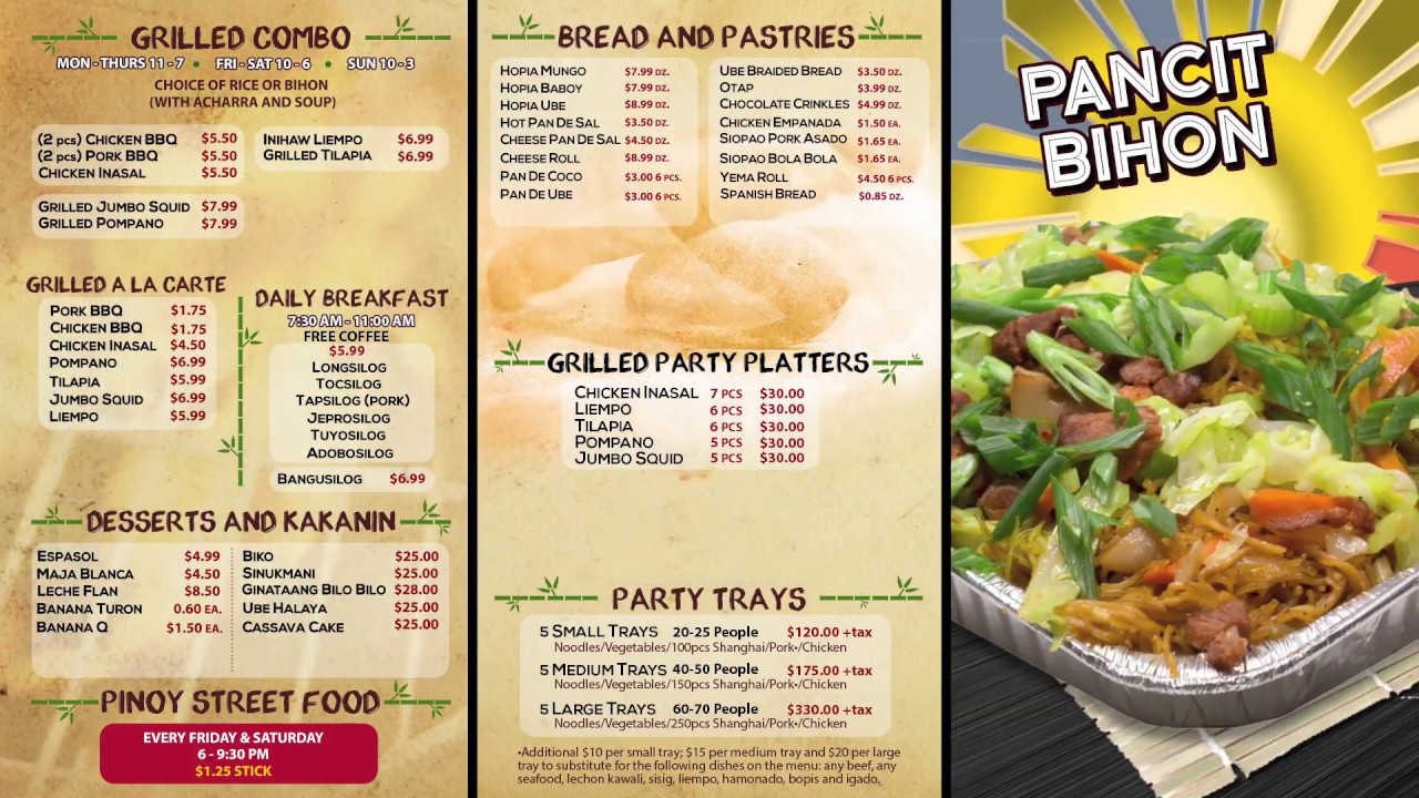 Exacto Digital Menu Board 818-275-2403 - Nipa Hut Filipino Restaurant