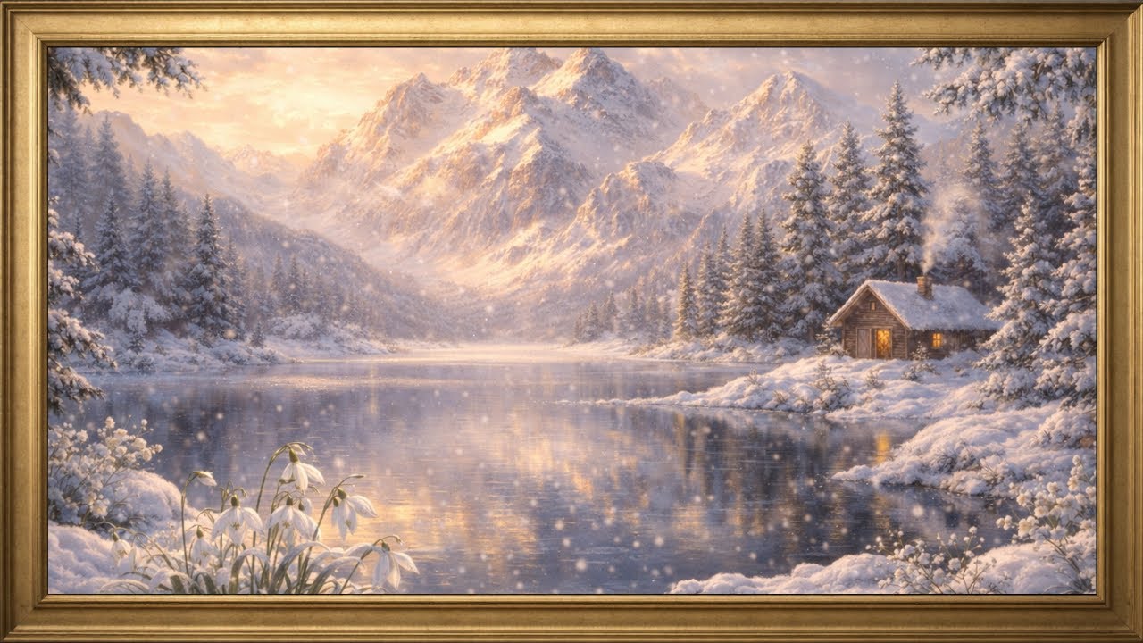 4K Classical Winter Escape | 3 Hours Ambient TV Frame Art | Samsung Frame Decor & Cozy Winter Cabin