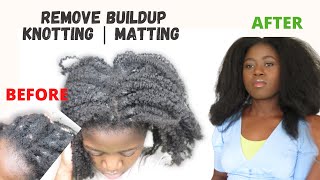 SAFELY REMOVE DIRT, BUILDUP, KNOTTING & MATTING AFTER A PROTECTIVE HAIRSTYLE 😱 | At Home | Angelique