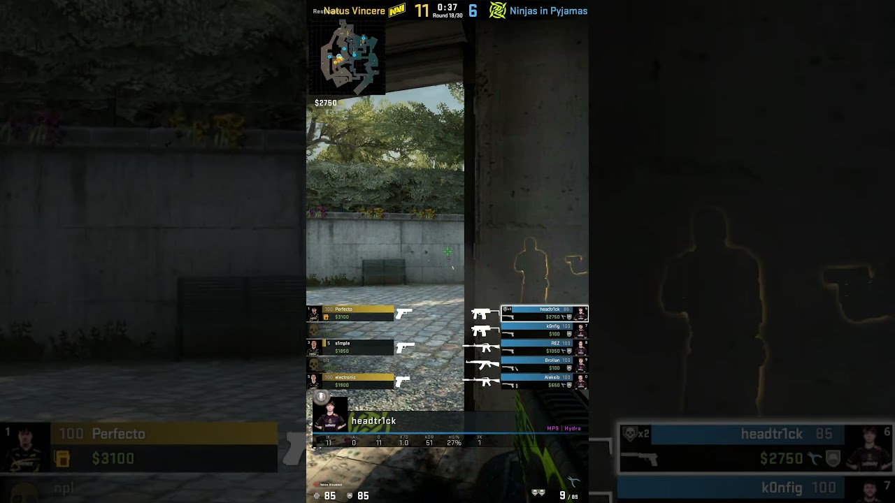 headtr1ck vs Natus Vincere in overpass | Ninjas in Pyjamas vs Natus Vincere 💀🧠💥