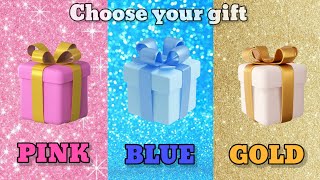 Choose your gift🤩😭😘 || 3 gift box challenge || Pink Blue Gold #pickonekickone#giftboxchallenge