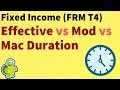 Fixed Income: Simple bond illustrating all three durations (effective, mod, Mac) (FRM T4-36)