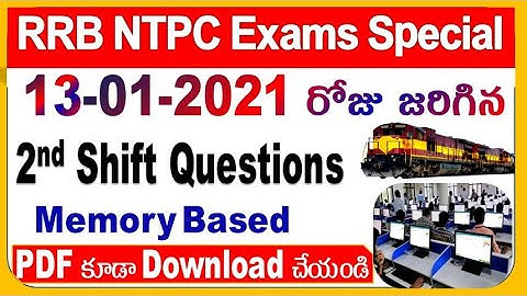 NTPC 13-01-2021 shift 2 Questions with Explanation Data for all RRB Aspirants by SRINIVASMech