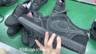 INSANELY BEST REPLICA Travis Scott Air Jordan 1 low black phantom || OG SNEAKER FACTORY