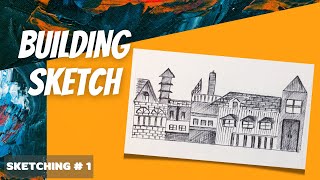 How to draw a building sketch || ballpoint pen drawing.