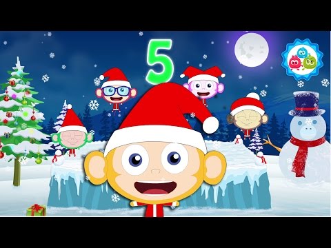 Five Little Monkeys Jumping On The Bed (CHRISTMAS) | Nursery Rhymes | Bubbly Dots