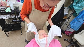 💈75 Yr Old JAPANESE LADY BARBER FULL FEMALE FACE SHAVING: Japanese Woman's Beauty Secret (ASMR)