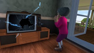 Scary teacher 3D | مقلب المدرسه الشريره | تخريب التليفزيون 🙈😂