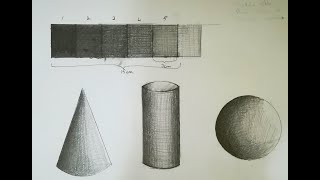 karakalem ton çalışması geometrik şekilde tonlama