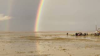 Double rainbow after heavy rain at Burning Man 2023