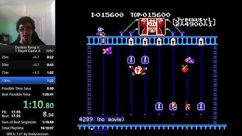 Donkey Kong Jr. 1 Loop (Game A) Speedrun in 1:21.39 (Former World Record)