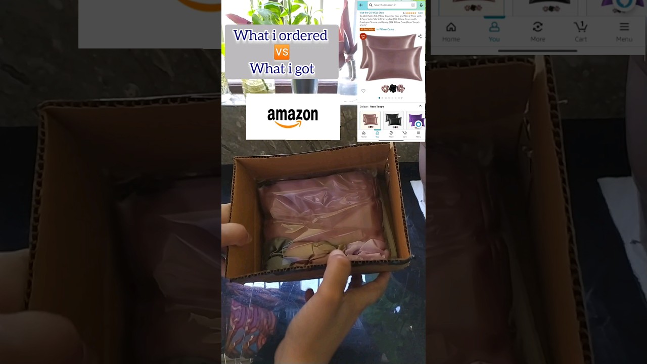 what i ordered🆚 what i got from Amazon!! perfect scrunches and satin pillow covers!  