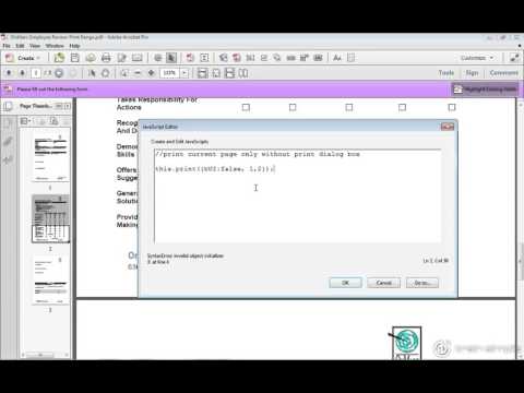 Acrobat XI Tutorial Creating a Print Button for Specific Pages