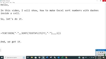 Make Excel sort numbers with dashes inside a cell in Excel