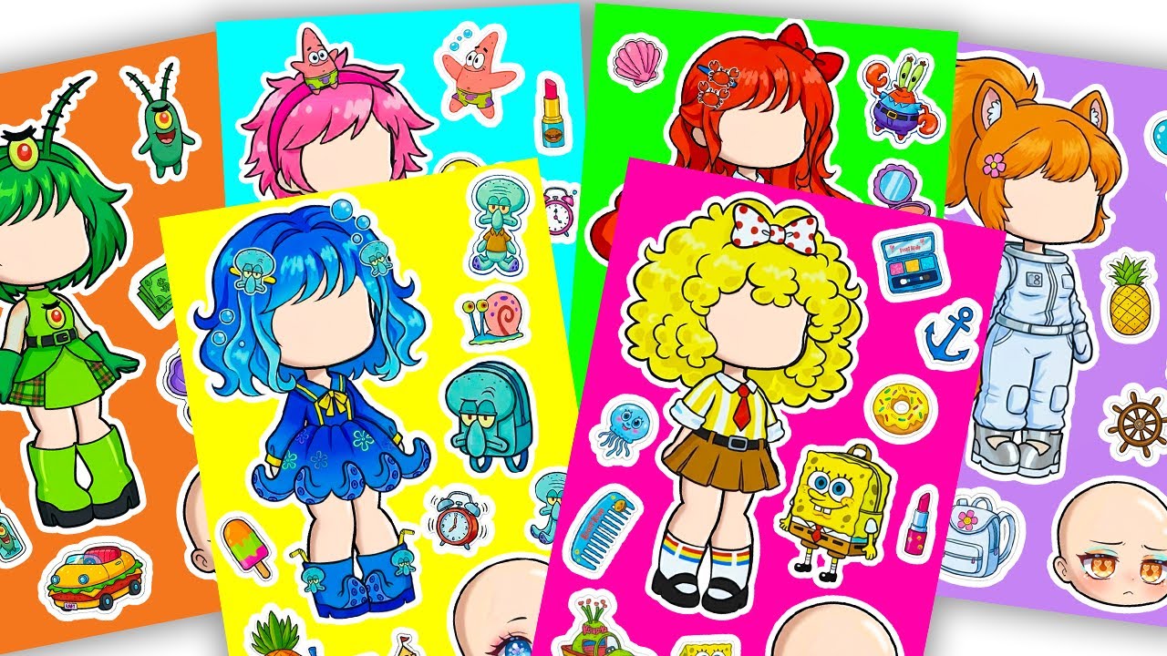 🧽Paper DIY🧽 Cute SpongeBob SquarePants X Gacha Sticker Book 