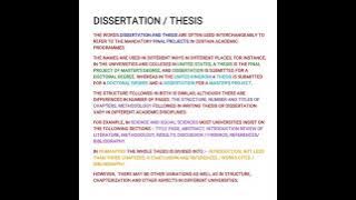 S2- Genres of writing, DISSERTATION / THESIS