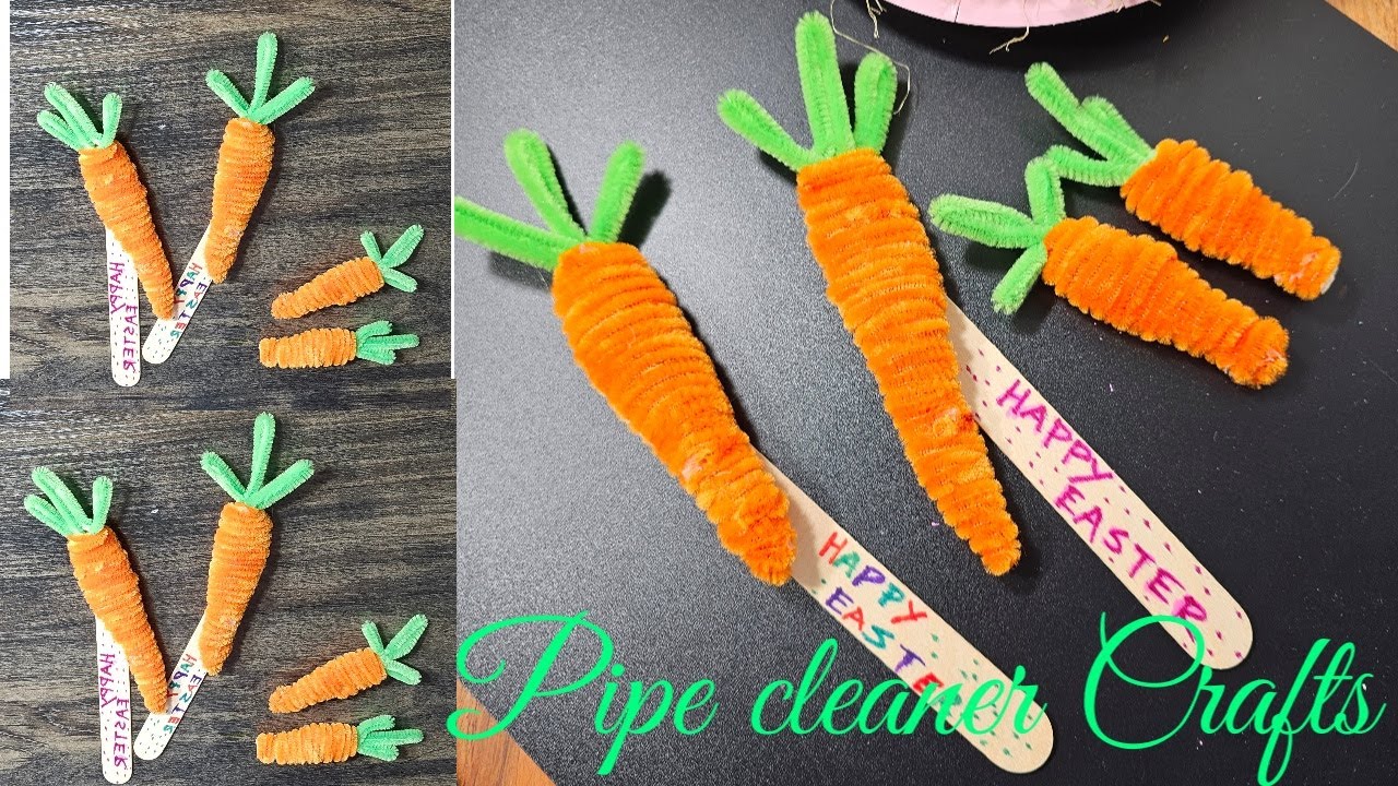 Easy Fun Crafts For Kids/Carrot using Pipe Cleaners 