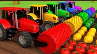 Harvesting Fruits and Vegetables with Tractors Learn Colors for Kids Children | ZORIP