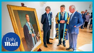 Prince Charles mesmerised by portrait of father Prince Philip in Edinburgh