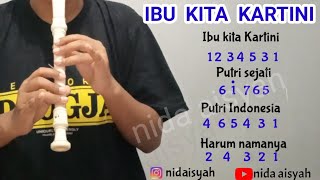 NOT ANGKA RECORDER IBU KITA KARTINI | TUTORIAL MUDAH MAIN RECORDER LAGU WAJIB IBU KITA KARTINI