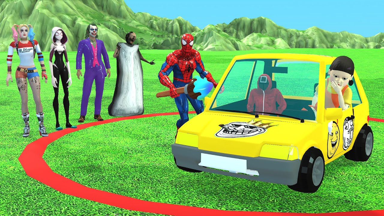 Super Hero 3D vs Squid Game Car Escape Tung Tung Tung Sahur Brainrot Challenge!
