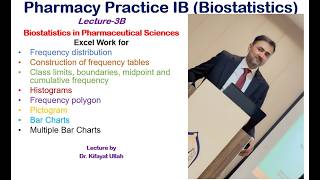 Lecture 3B | Pharmacy Practice IB | Bio Statistics | MS Excel for Frequency Distribution &amp; Graphs