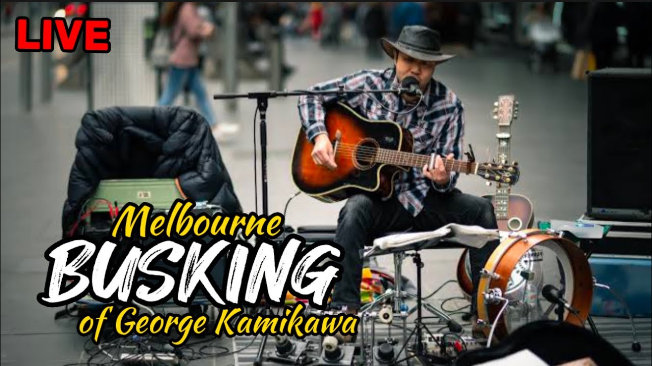 LIVE BUSKING WITH THE ONE MAN BAND BLUES GEORGE KAMIKAWA AT MELBOURNE AUSTRALIA!