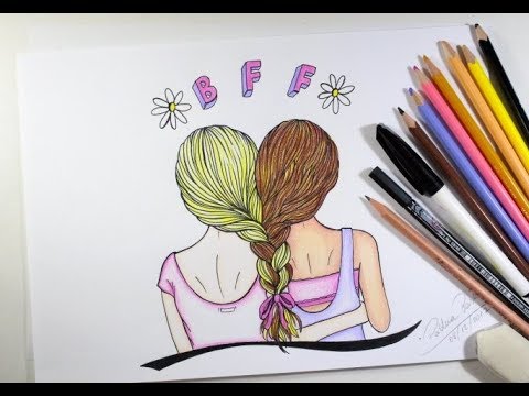 desenho para pintar melhores amigas