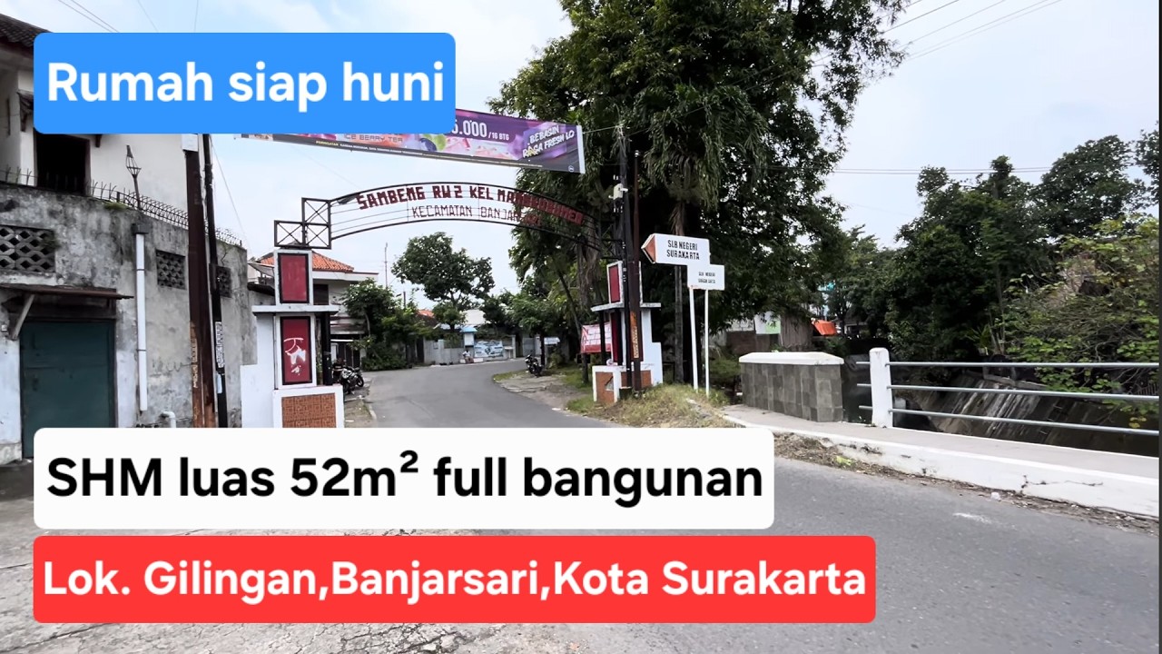 Rumah siap huni SHM luas 52m² full bangunan.Cocok utk kos2 an.Lok Gilingan,Banjarsari,Kota Surakarta