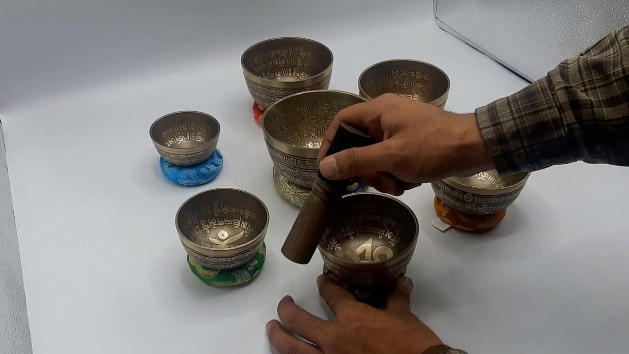 Mantra carved Singing Bowl Set SoundTuning Sound