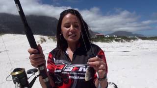 Carolien catching a black spotty at Betty s ASFN Rock Surf